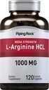 Piping Rock L- Arginine HCl 1000mg XI124; 120 Caplets XI124; Suplement dla mężczyzn i kobiet XI124; Mega Siła XI124; Wegetarian, Non-GMO, Gluten Free