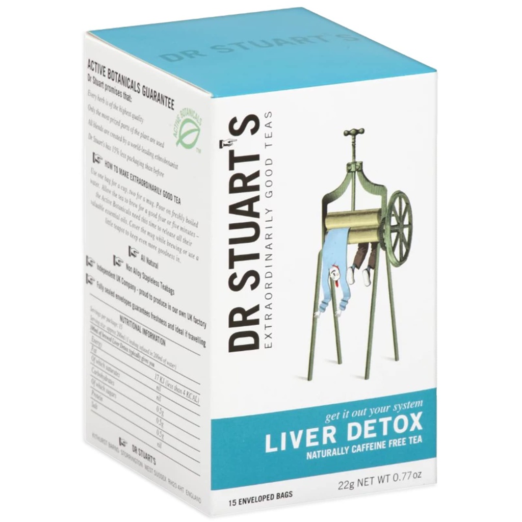 Dr Stuarts Liver Detox Tea Bags Nether124; 22g (15 Teabags) Nether124; Natural Herbal Infusion for Detoxification Support Equipment 124; Promotes Liver Health and Cleansing Netherlands 124; Refresing Flavor