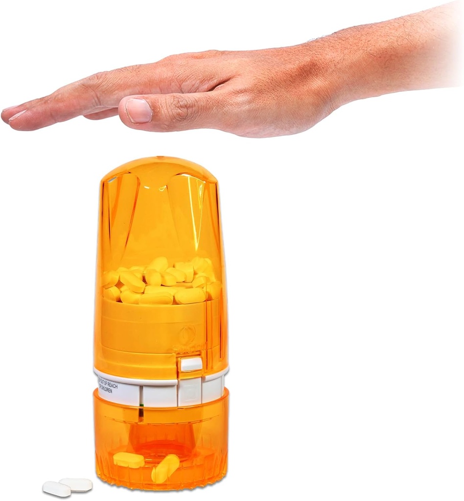 Pill Dispenser - Posiadacz Leków dla dorosłych i seniorów - Cecha blokady - Zapalenie stawów Przyjazny - One Push, One Pill - Bez wysiłku & Higieny - 75 Okrągłe tabletki