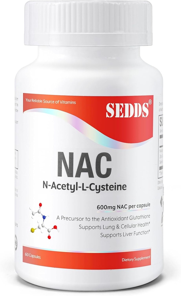 Suplementy, N- Acetyl Cysteine (NAC) 600mg, 60 Kapsułki Veg - Non-GMO, Gluten Free