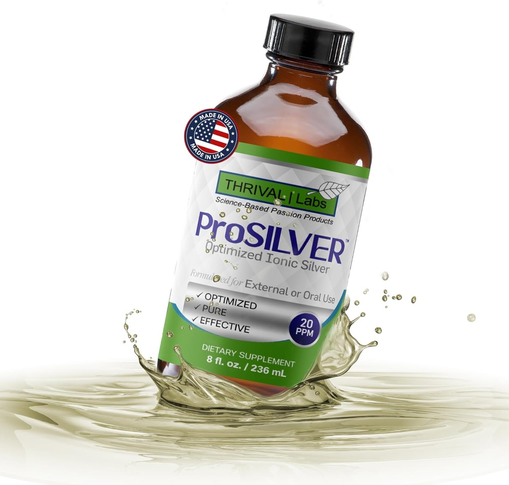 Jonic Colloidal Silver Liquid 20 PPM Bio Aktywne dla immunologicznego wsparcia szklanej butelce 8oz Organic Supplement