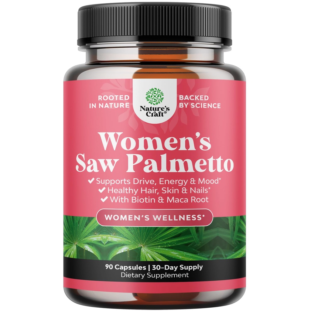 Extra Siła Piła Palmetto dla kobiet 500mg - DHT Blocker dla kobiet 30- Day Supply - Witaminy do włosów suplement do włosów - Pure Saw Palmetto ekstrakt Kapsułki z Maca Root & Biotin - 90 Kapsułki