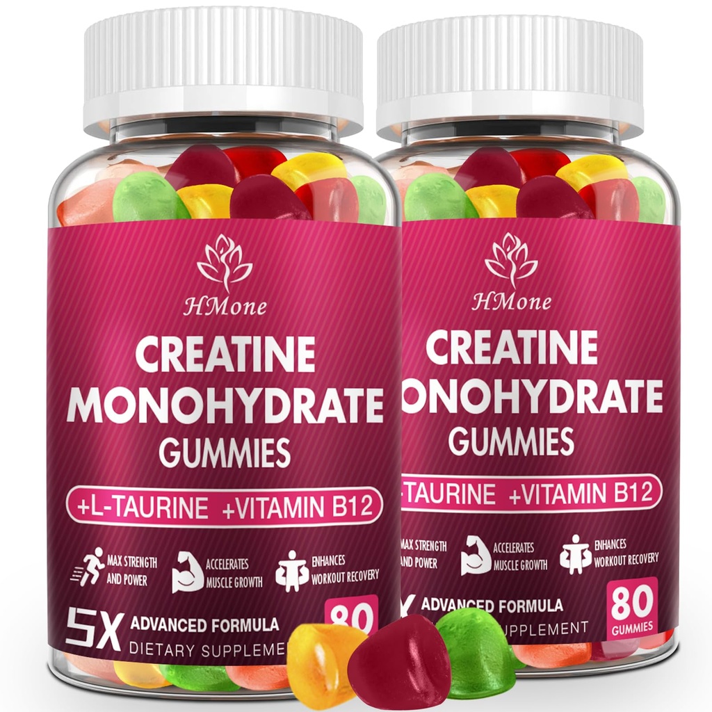 Jednowodzian Gummeje - 5g dla mężczyzn i kobiet, 160 Hrabia i Kreatywna do żucia suplementy dla mięśni Gain, Siła mięśni, Energy Boost, i Muscle Builder, Sugar Free, Wegan