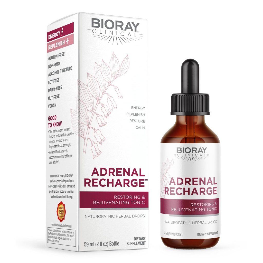 BIORAY Kliniczny zespół nadnerczy - 2 fl oz - Przywracanie i odmładzanie nalewki alkoholowej - Non-GMO, Wegan, Gluten Free