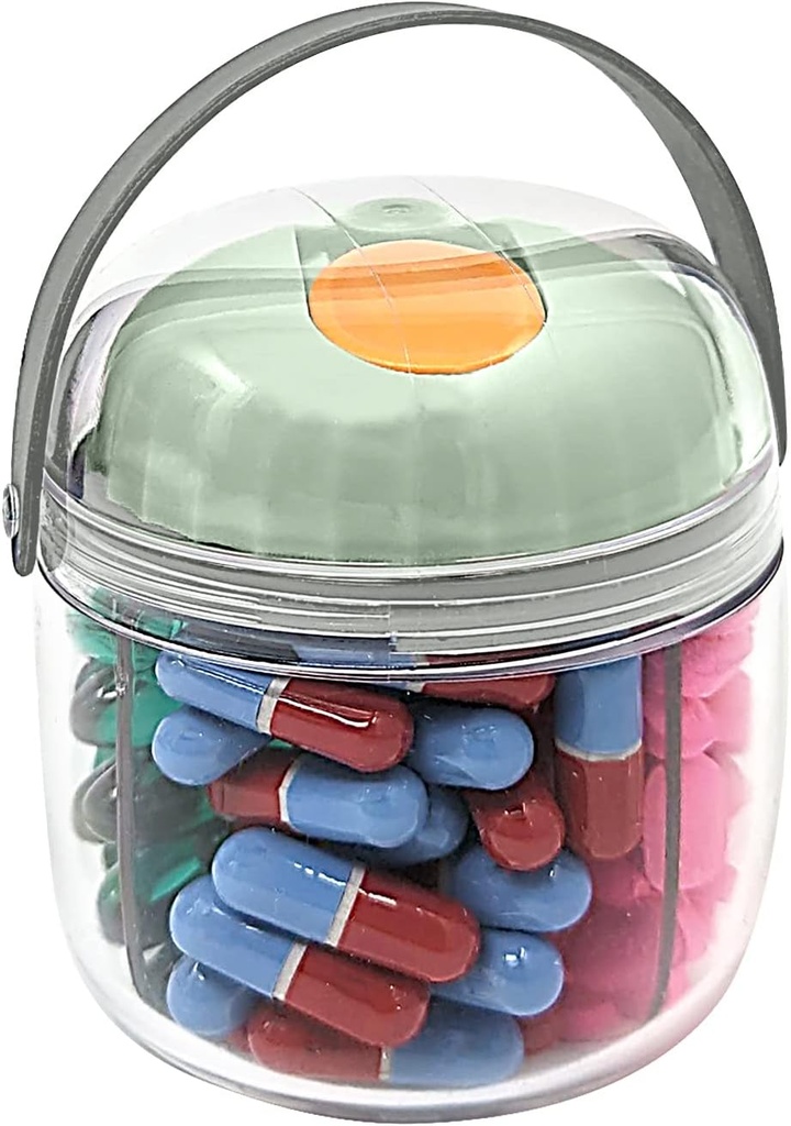 Mini Pill Dispenser Organizer Butelka, Daily Travel Medication Box z bezpiecznego zamknięcia (Mini - zielony)
