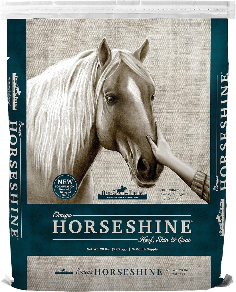 Omega Horseshine Suplement Omega 3, Pomaga utrzymać świecący zdrowy płaszcz, 20 funtów, Brown