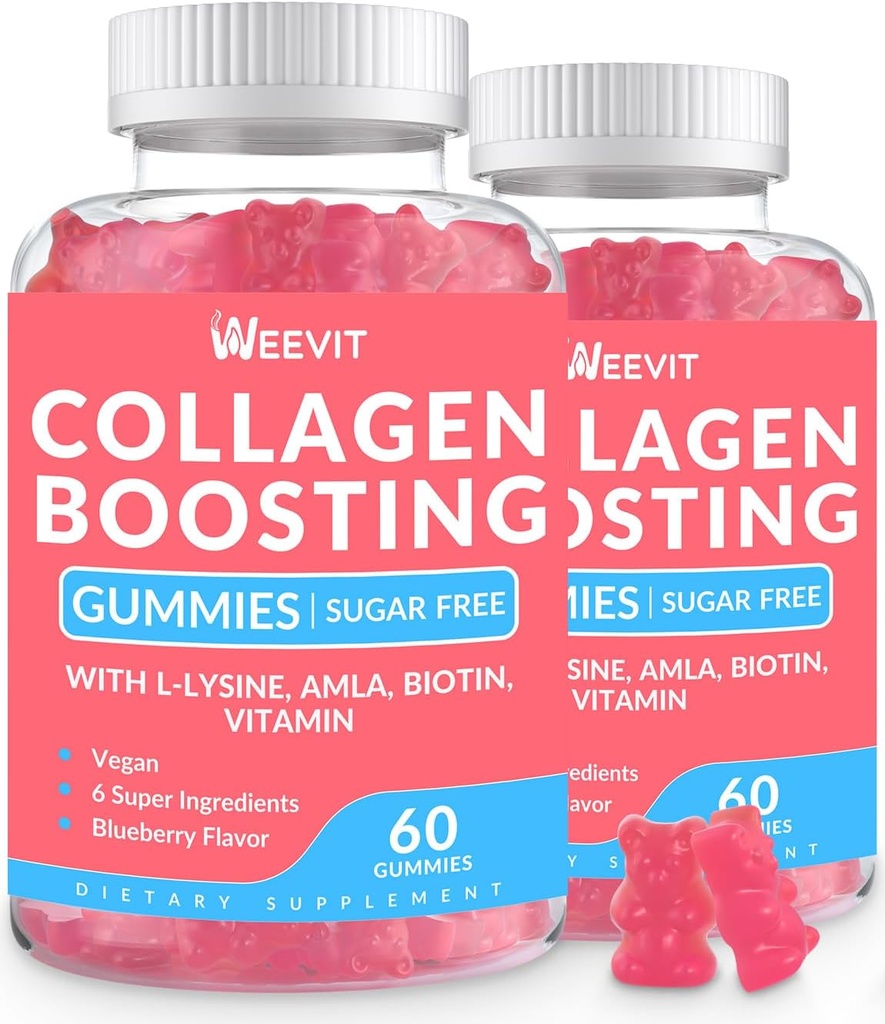 Kolagen Wzmacnianie Gummies, Wegan Kolagen Gummies dla kobiet z L- Lysine, Amla, Biotin, Witamina C, A, E, Kolagen Booster Gummies Suplement do paznokci skóry włosa