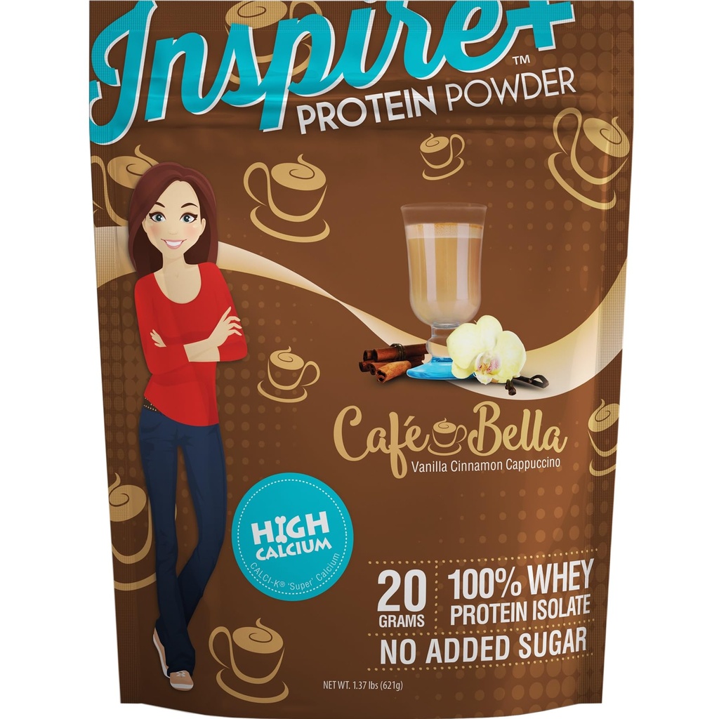 Bariatric Eating Inspire Cafe Bella Vanilla Cynamon Cappuccino Sugar-Free 20g Proszek z białka serwatki (20 Słupki)