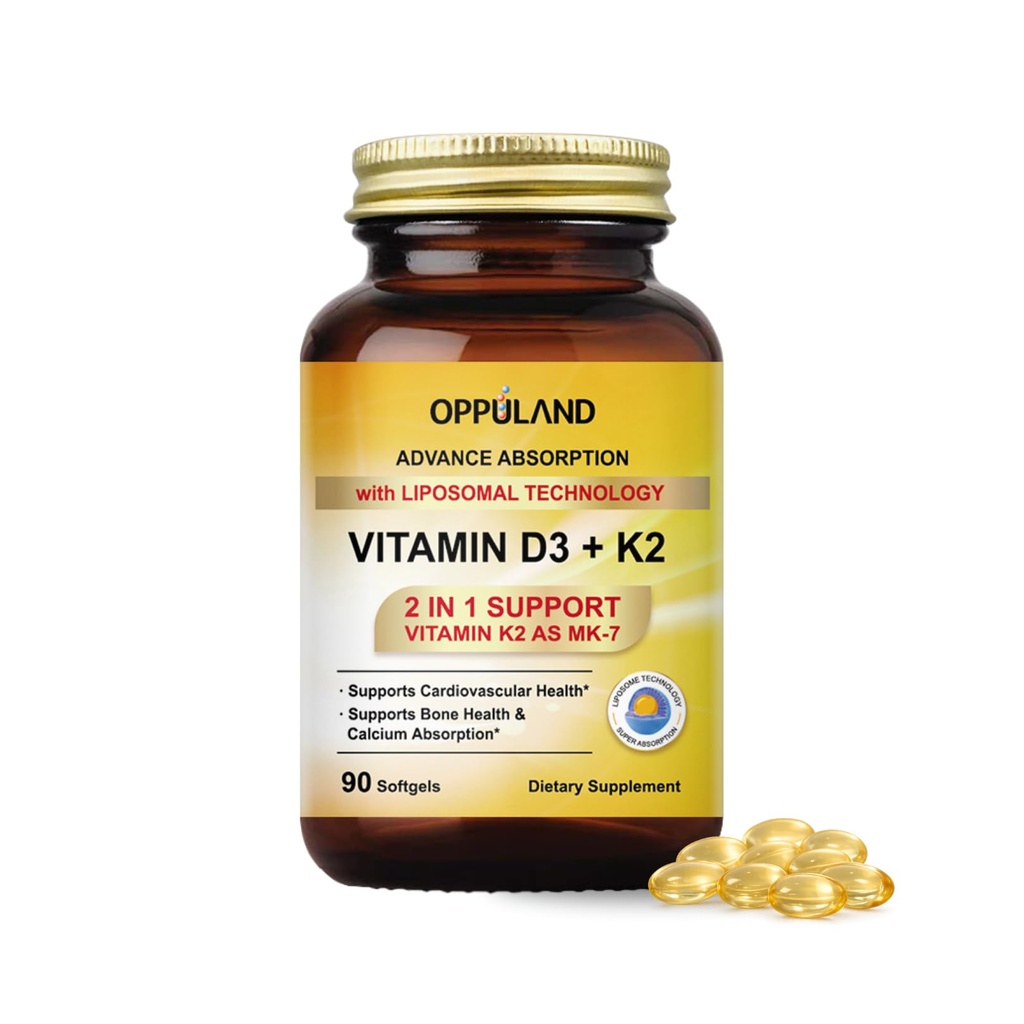 Witamina D3 + K2 5000 IU - Liposomalna technologia zwiększonego wchłaniania - MK- 7 Witamina K2 100mcg - Wspiera metabolizm kości i wapnia - Suplement D3K2 dla mężczyzn i kobiet - 90 Softgeli