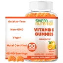 SHIFAA NUTRITION Vegan Vitamin C Gummies | 90 Gummies, 250mg 45 Servings | Non-GMO | Gluten-Free, Gelatin-Free | Immune Support Gummy & Seasonal Support for Kids & Adults Halal Vitamins