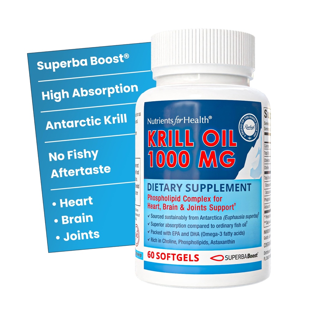 Rawleigh Premium Red Krill Oil: 60 Non-GMO Softgels, 1000mg Eufasia Superba Oil a Day, bogaty w cholinę, fosfolipidy, astaksantynę, EPA & DHA Omega-3 Kwasy tłuszczowe, dla serca, łączniki, zdrowie mózgu
