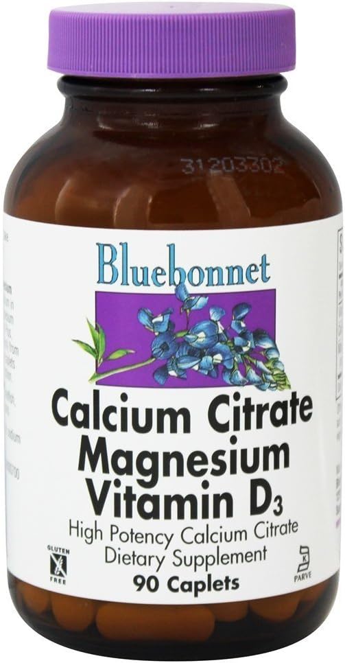 Cytrynian wapnia Magnez Plus Witamina D 90 Czapki - Bluebonnet