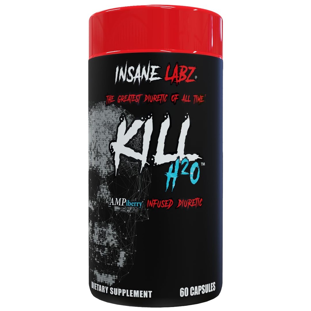 Szalony Labz Kill H2O, AMPiberry Infused Diuretic, Redukcja zatrzymywania wody i Bloating Relief z Dandelion Root i Green Tea Extract, 20 Służenia