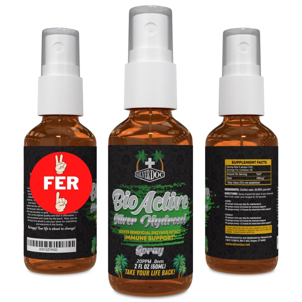 2 za 1 sprzedaż Silver Doc Silver Hydrosol Spray (2- 2oz butelek), Natural Alternative & Immune Support, Lepsze niż jakiekolwiek koloryczne, SilverDoc jest najbardziej skuteczne