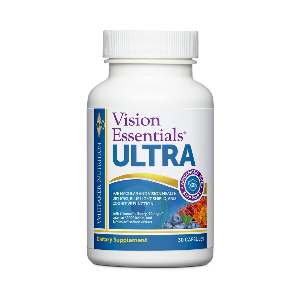 Dr Whitaker 's Vision Essentials Ultra z luteiną 124; Kompleksowe wsparcie z Just One Daily Pill for Macula & Retina Health, Sine Ocular Pressure, Digital Eye Fatigue, Wsparcie nastrojów i więcej