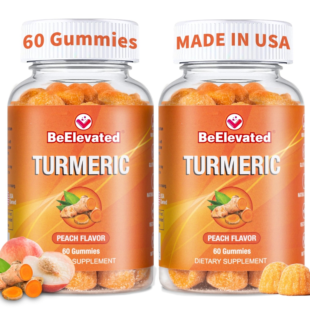 Curcumin Turmeric Gummies - Dodatkowa siła 2000mg 8: 1 Wyciąg Turmeric Supplement Gummies z Black Pepper & Ginger - Wegan Non-GMO Joint Support Chewables - Peach Flavor - Opakowanie 2