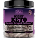 Clean + Lean Night Keto: Pierwszy raz w ciągu nocy ketogeniczne spalanie tłuszczu & pomoc senna 124; BHB Ketones + ekstrakt oleju MCT + witaminy i minerały 124; 24 HR Diet Sleep Great Lose Weight 124; Wszystkie naturalne & GF Genery 124; 60 Kaps