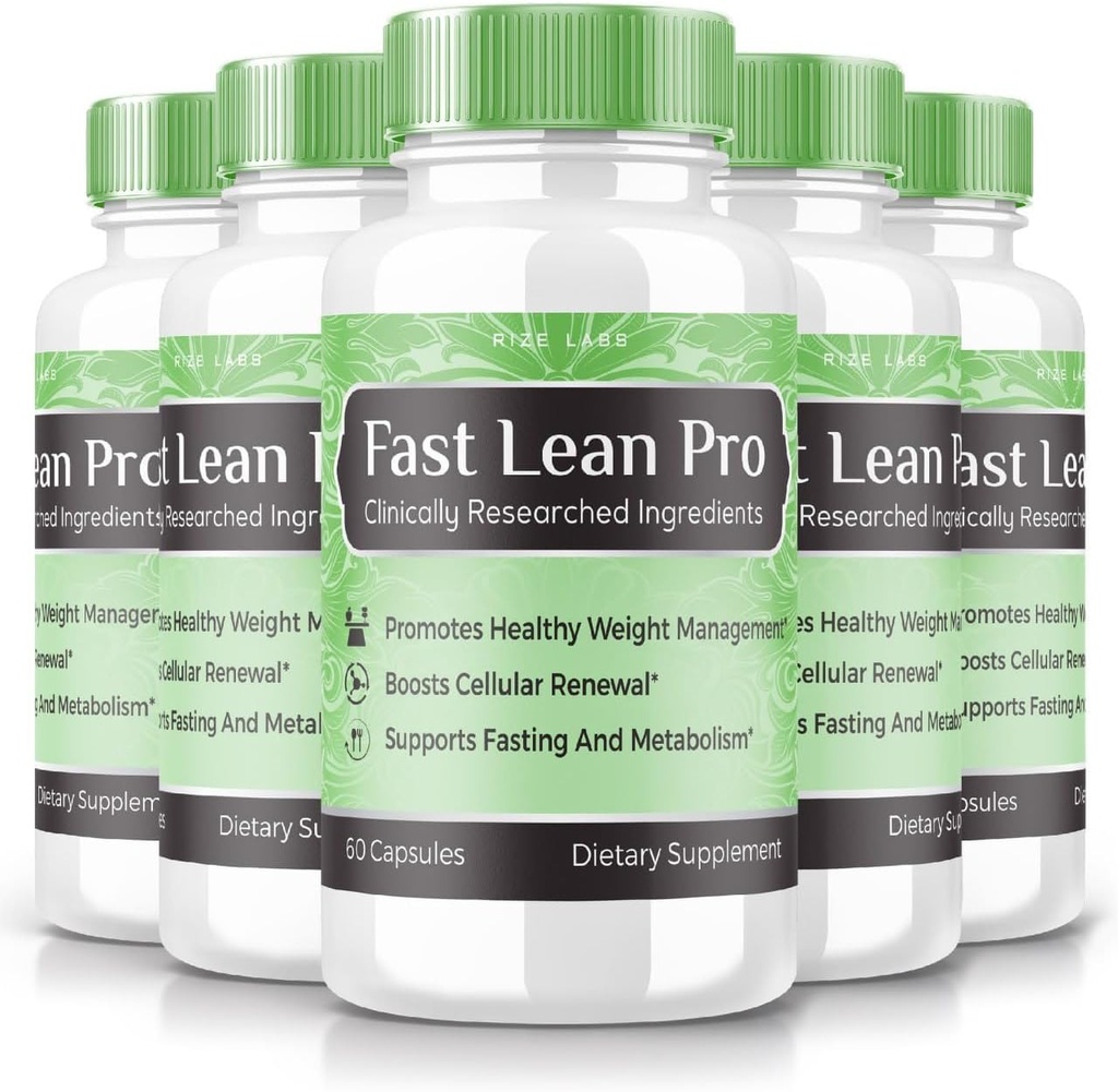 Rize laboratoria - Fast Lean Pro Dietary Supplement, Advanced Formula kapsułki dla dodatkowej siły, Nie GMO, Promotes Healthy Weight Management (300 kapsułki) (Oficjalne opakowanie 5)