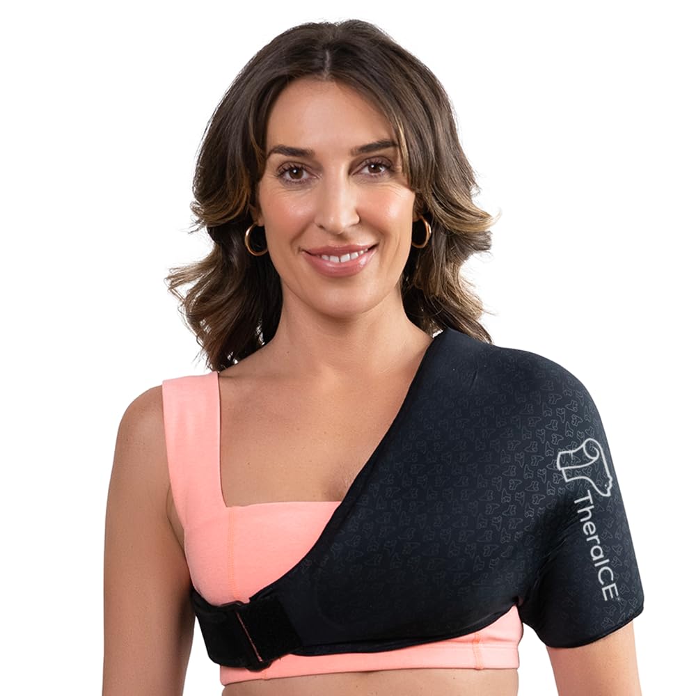TheraICE PRO Pack Ice Pack Zawinięcie do urazów, Rękojeści wielokrotnego użytku do ramion kompresji do uchwytów rotacyjnych Relief & Ramię Brace Pain Relief Terapia, FocusZone Technology Cooling Support Arm Sling Shoulders