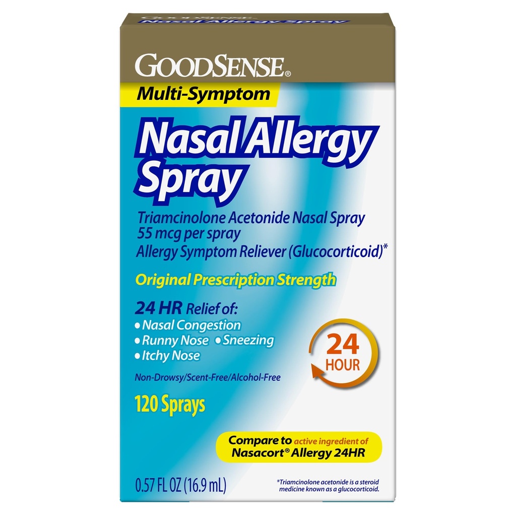 GoodSense Multi- Symptom Alergia Nasal Spray, Triamcynolon Acetamid Nasal Alergia Spray, 55 µg na spray, 0,57 Płynne Ounces
