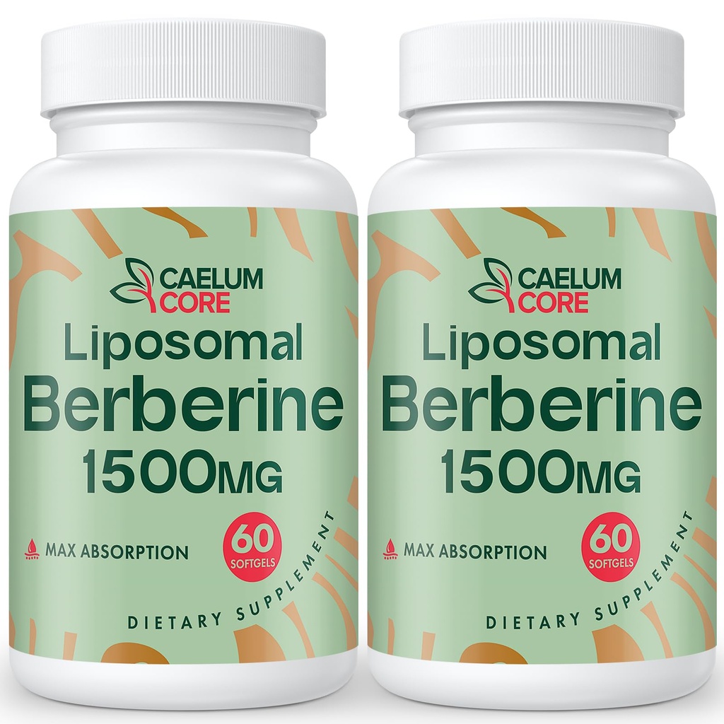 Liposomal Berberine HCL - Berberine 1500mg Wysoka Biodostępność, Berberines Suplement dla kobiet i mężczyzn (2 opakowania)