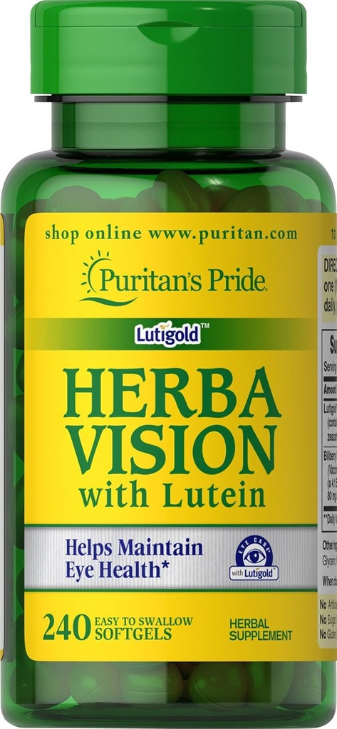 Puritan 's Pride Herbavision z Lutein, Zeaksantyna, Bilberry Softgels, 240 Count