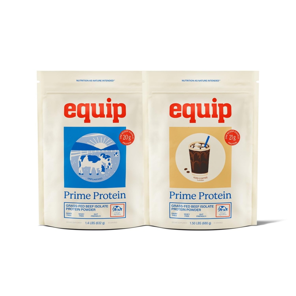 Equip Foods Prime Protein Powder Unflavored & Prime Protein Powder Mrożona kawa