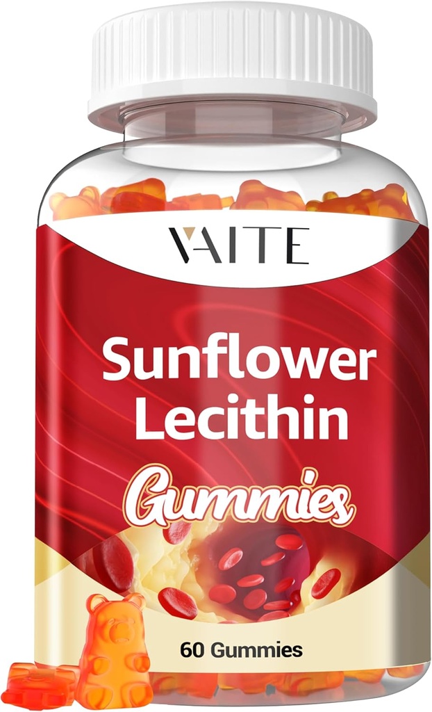 Lecytyna słonecznikowa Gummie 800mg - Wegan, Non- GMO, Soy- Free & gluten- Free - Supports Daily Nutrition, Easy- to- Digest Chews dla dorosłych, Suplement do Laktacji, Natural Wellness Support - 60 Wegan Gummy