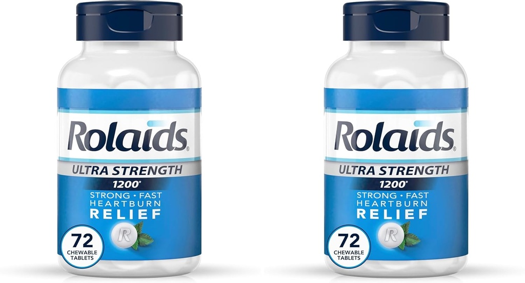 Rolaids Ultra Siła Antacid Chewable Tablets, Mint, 72- Count (Opakowanie po 2)