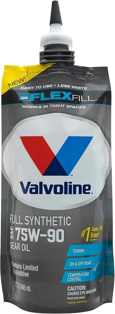 Valvoline FlexFill Advanced Full Synthetic 75W- 90 Gear Oil 1 Quart Pouch