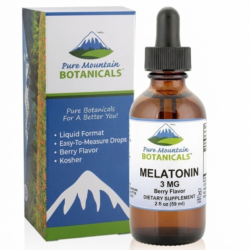 Płynna melatonina 3mg - Natural Berry Flavored Kosher Melatonina Krople w 2oz szklanej butelce