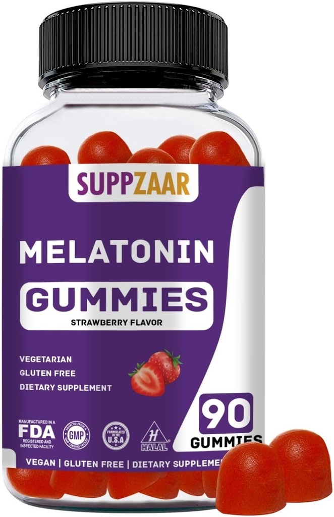 Melatonina. Melatonina 5 mg Gumiaki do snu dla lepszego snu, energii i skupienia. Dorośli i dzieci Melatonina Gummy: Non-Habit Forming, Non-GMO, Gluten- Free, Gelatin- Free. 90 Gummies