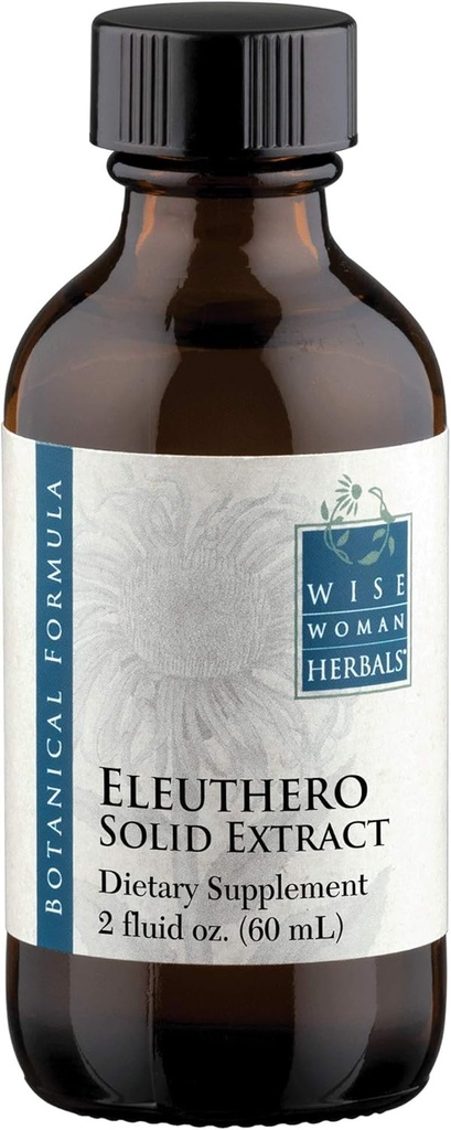 Wise Woman Herbals Eleuthero Root Solid Extract 4: 1, Alcohol- Free, Adrenal & Stress Support, Energy, Stamina, Endurance mental, Wsparcie Balanced Mood & Immunity, 2 Fl Oz
