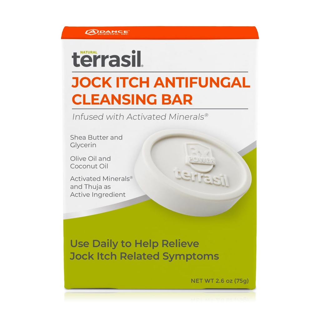Terrasil Antygrzybicze Jock Mydło Itch dla mężczyzn, Szybkie Relief & Leczenie od spalania, Swędzenie skóry, All- Naturalne składników nawilżających, Dermatolog Tested, 75g Bar