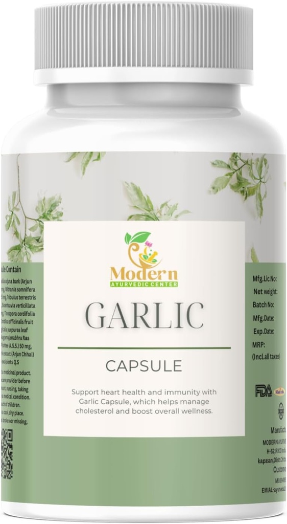 Kapsułki z czosnkiem organicznym - 500 mg wegetariańskiego czosnku ziołowego - 60 Kapsułek organicznych na serce Wellness, Immune Support & Energy Boost - Non-GMO, Gluten- Free