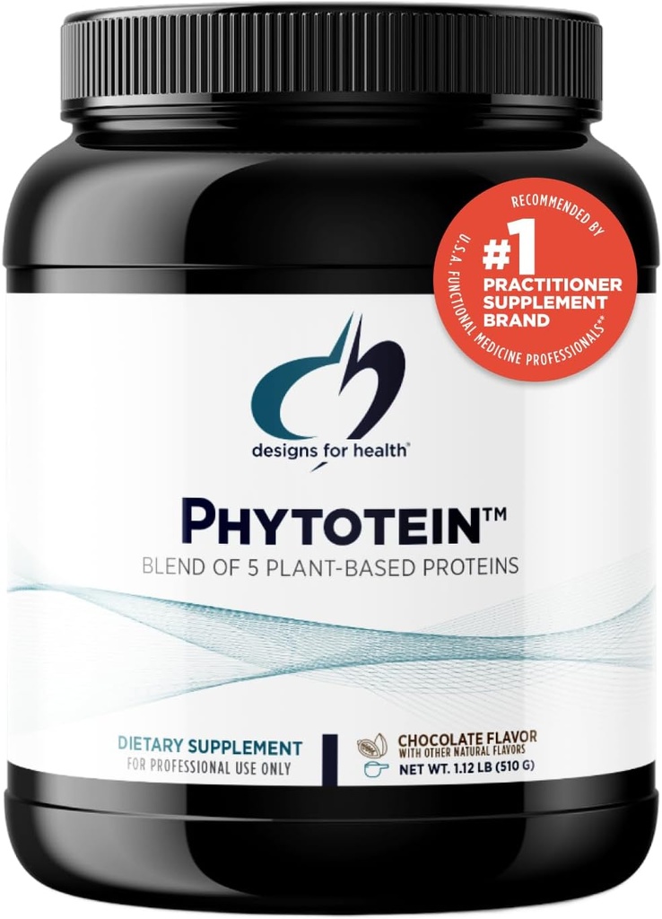 Designs for Health Phytotein Vegan Protein Powder - 20g Organic Rice, Sacha Inchi, Pumpkin Seed, Sunflower Seed & Pea Protein Powder - Creamy Texture, Chocolate Plant Protein (510g)