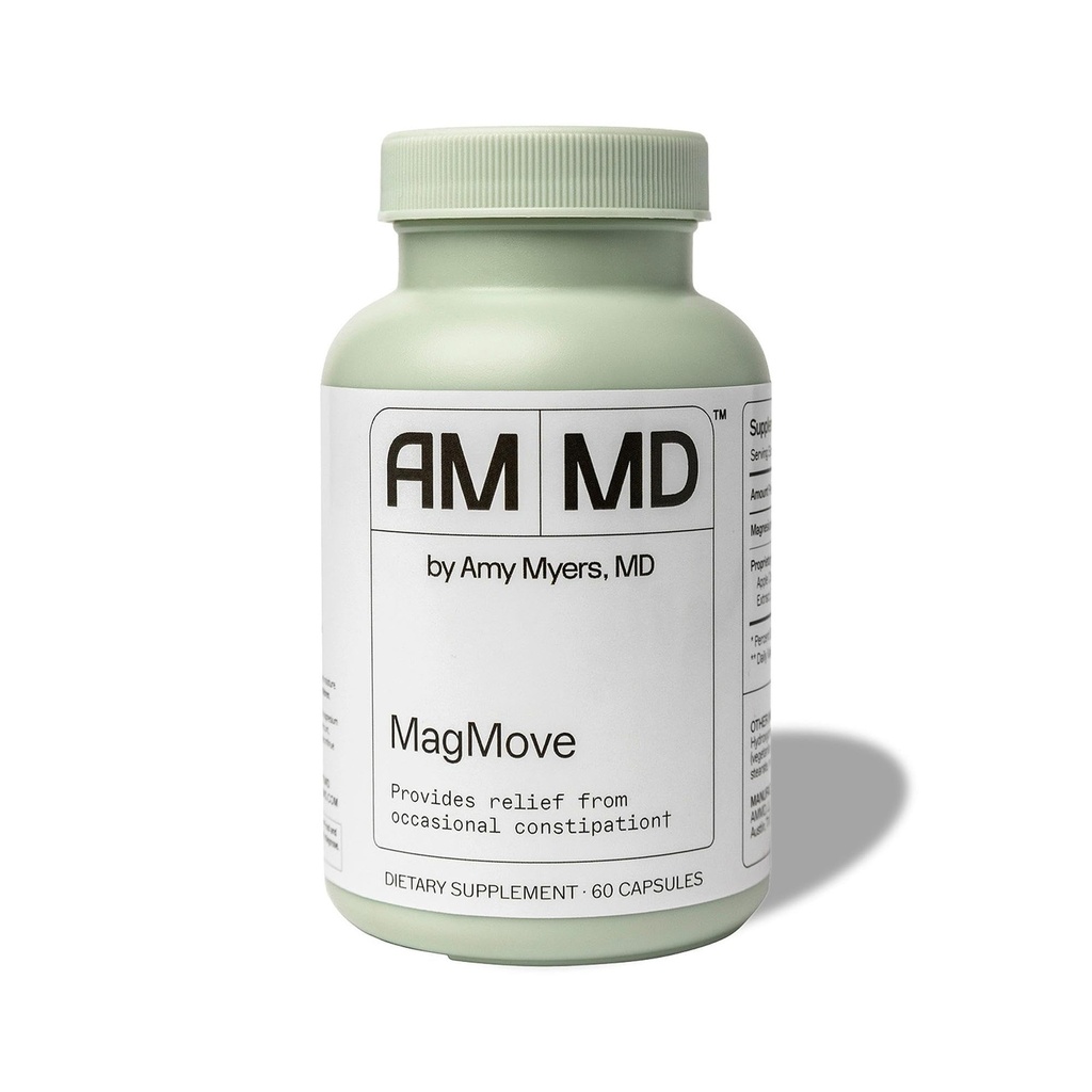 Amy Myers MD MagMove - Wspiera zdrowe ruchy jelit - Suplement magnezu do motoryki Gut - z ACV, Artichock & Ginger - 60 Kapsułki (30 Służenie)