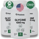 Glicyna PRISTINE 1000MG Acid Supplement Supplement Sleep Supples (3- Pack) - 90 Day Supply - Odzysk mięśni, Nerki Zdrowie i Kolagen Wsparcie produkcji formacji