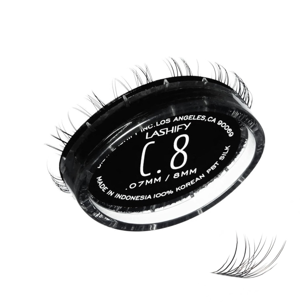 Lashify Curl 8mm Gossamer Eyelash Rozszerzenia Refill, czarny, DIY fałszywe rzęsy dla wyglądu naturalnego