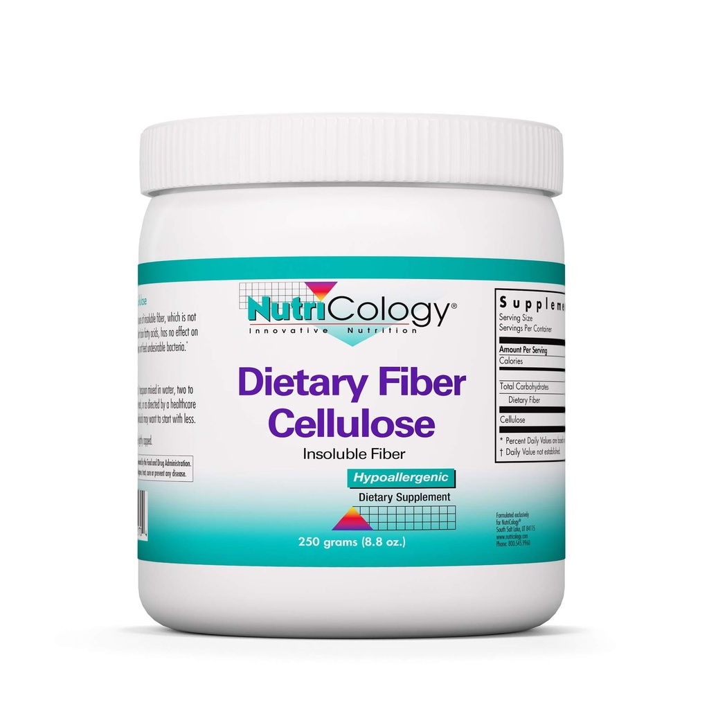 Nutricology Dietetyczny Proszek Fiber - 2000mg Nierozpuszczalny Suplement Fiber, Mikrokrystaliczny Proszek Celulozy, Proszek Celulozy w proszku, Nieziarnisty, Hipoalergiczne - 8.8 Oz