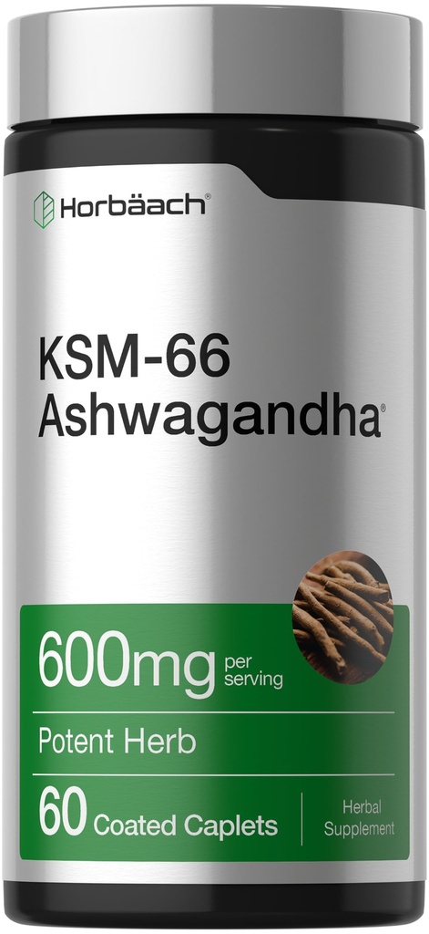 Horbäach KSM- 66 Ashwagandha Supples Cappets 124; 600mg Supples 124; 60 tabletek Suppled 124; z L-Theanine Supplement 124; dla kobiet i mężczyzn Suppled 124; Vegan, Non-GMO, Gluten Free Complex Supplement