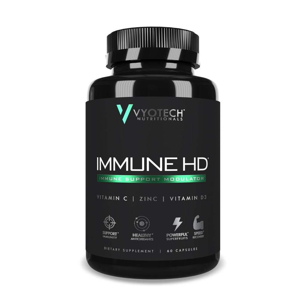 Vyotech Nutritionals Immune HD Supplement Supplement Agregable 124; Elderberry, Echinacea, Witamina C, D3, Cynk, Turmeric & Superfruit Antioksydants 124; Immune Health & Wellness Formula