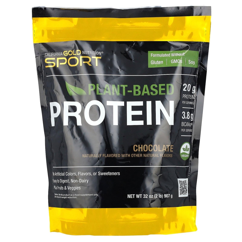 California Gold Nutrition Sport, Białko oparte na plantacji z organicznym brązowym ryżem Koncentrat białkowy, nasiona lniane, Chia Seed, Czekolada, 2 lb (907 g)