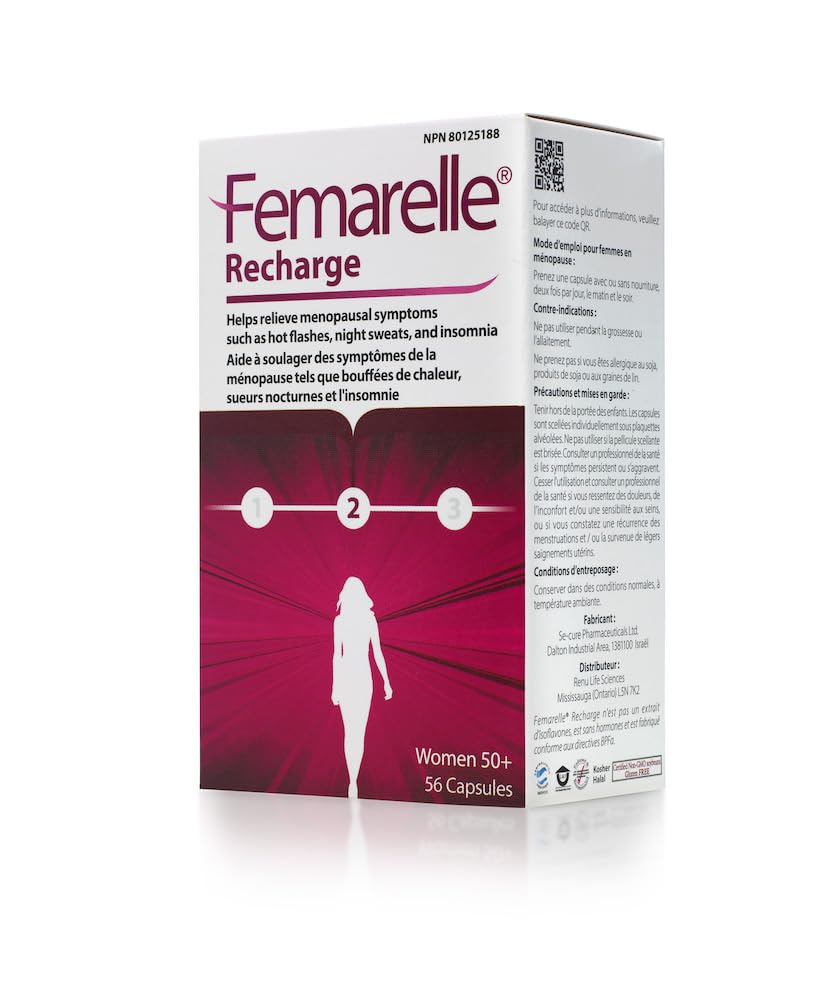 Femarelle ® Recharge - Suplement do Menopauzy dla Kobiet - Klinicznie udowodnione menopauzy relief - Gorące błyski, nocne poty, Sleep & Libido Wsparcie w ciągu pierwszego miesiąca, Gluten- Free, GMO- Free & Hormon Free