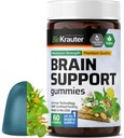 BIO KRAUTER Brain Support Gummies - 60 Vegan Chews - Natural Brain Supplement - Ashwagandha, Ginkgo Biloba, Bacopa, DMAE i Witaminy dla wsparcia kognitywnego