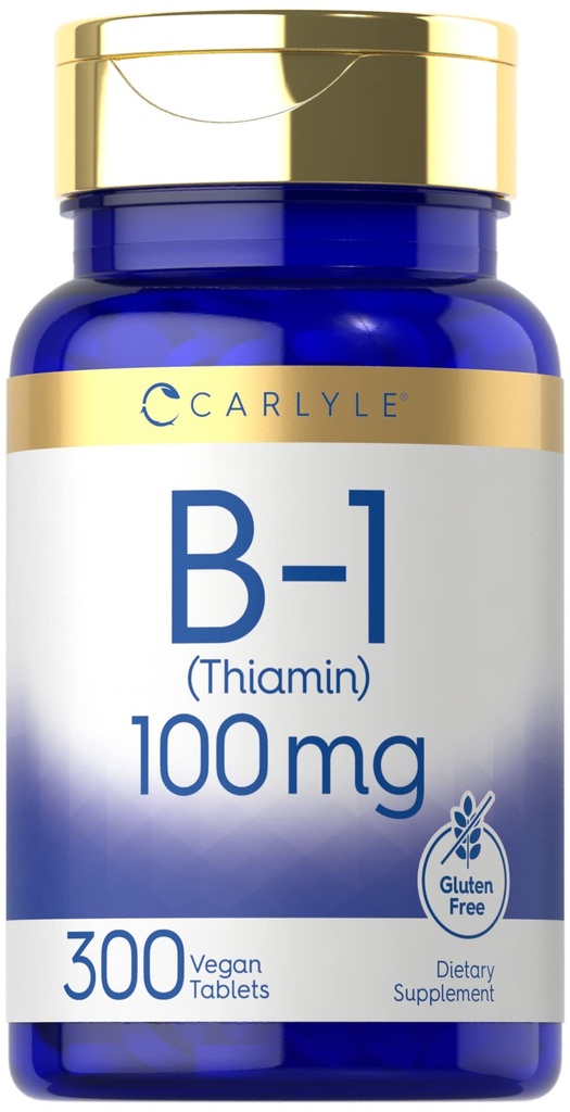 Carlyle B1 Witamina 100mg XI124; 300 Tabletki XI124; Suplement dla kobiet i mężczyzn XI124; jako Thiamin HCl XI124; Wegan, Non- GMO & Gluten Free