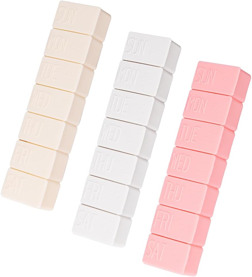 3Pack Cotygodniowy Pill Organizer, Extra Large 7 Dni Pill Cases Travel Daily Pill Box for Fish Oil, Wapnia Tablets Supplements and Other Witamina Pill