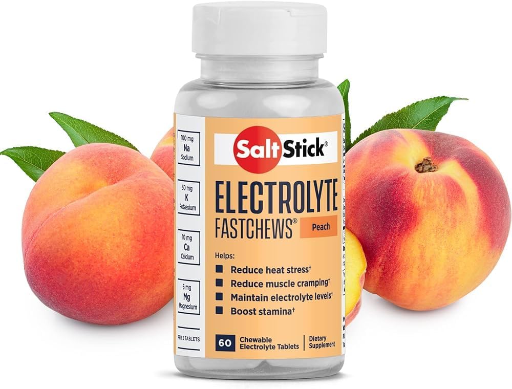 SaltStick Pożucia Buforowane Sole Electrolyte Tablet - 60 Count, Peach - 03- 4060