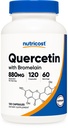 Nutricost Quercetin z Bromelainem, 880mg Quercetin + 165mg Bromelain Per Serving, 120 Kapsułek, 60 Sług (2 Czapki na Serving) - wegetariański, Non- GMO & Gluten Free