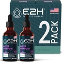E2H Natural Sleep Aid - Płynna melatonina z rumiankiem, Theanine - Sen lepiej, głębiej, dłużej - Wegan, Gluten Free - Zapewnia ulgę stresową (2 butelki)